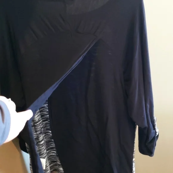 Dept 222 Black White ¾ Sleeve Top 2XL Open Back Detail - Picture 3 of 7